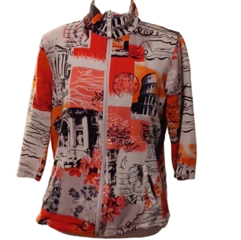 -- Graphic Print Zip-Up Jacket Women's Size Medium